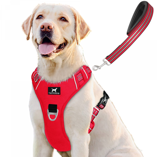 TUFFDOG poppy red dog harness labrador large