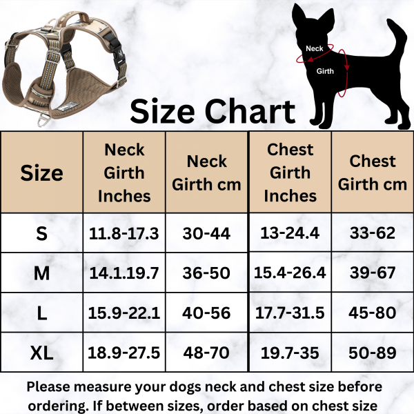 TUFFDOG d size chartesert camo dog harness