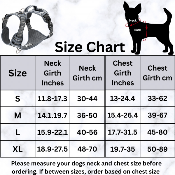 TUFFDOG urban camo dog harness size chart