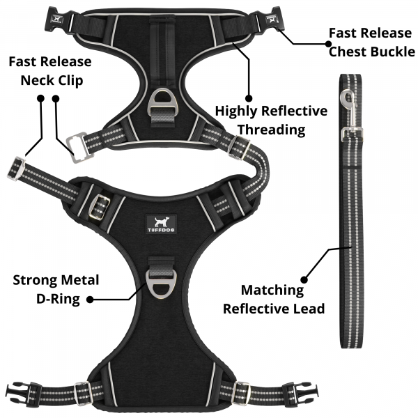 TUFFDOG raven black dog harness