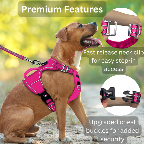 TUFFDOG hot pink harness premium features
