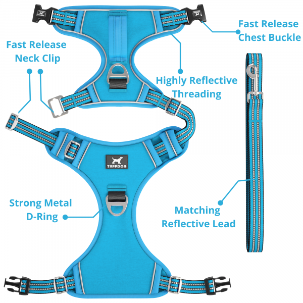 TUFFDOG sky blue dog harness
